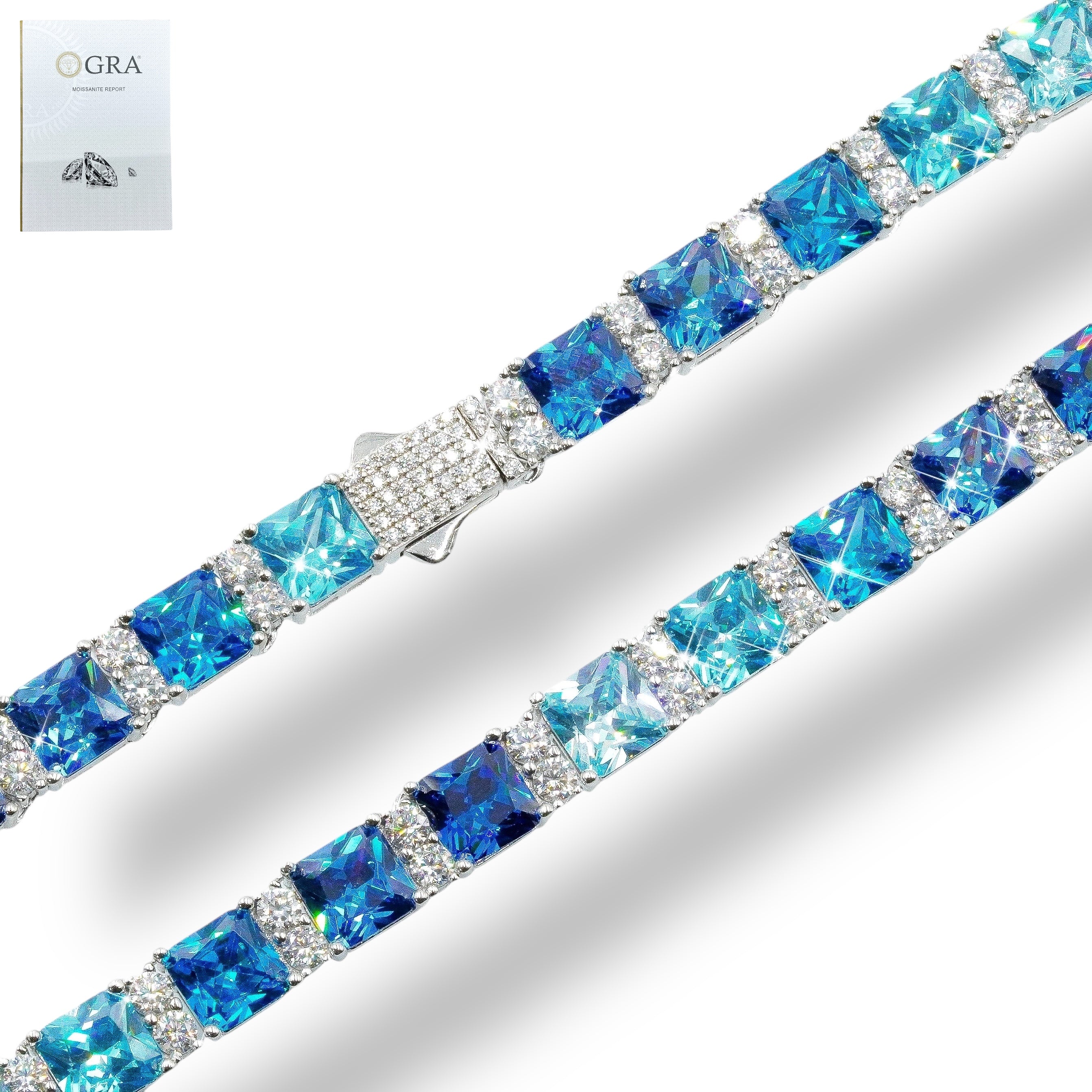Cadena cuadros azul